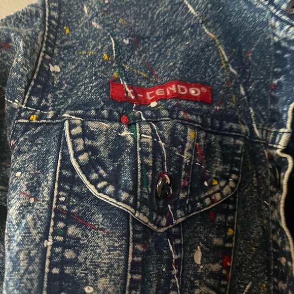 Vintage Stone Wash Denim Jacket with Paint Splatter - Picture 3 of 6